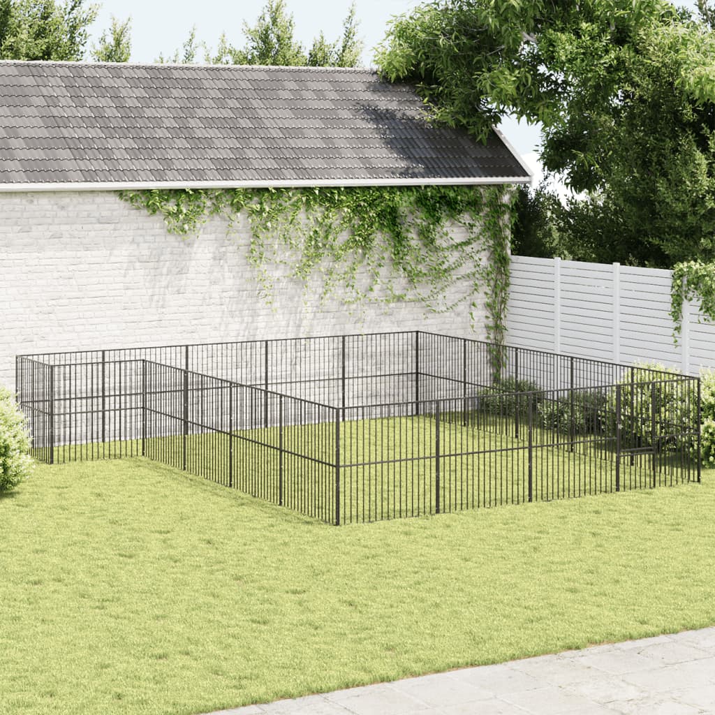 vidaXL Dog Playpen 4 Panel Black Galvanised Steel