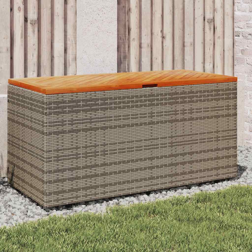 vidaXL Garden Storage Box Poly Rattan Acacia Wood