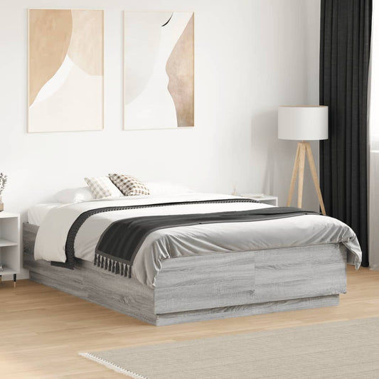 Bed Frame without Mattress 120x190 cm Grey sonoma