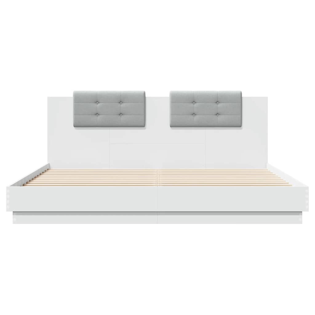 vidaXL Bed Frame with LED without Mattress White 180x200 cm Super King 6