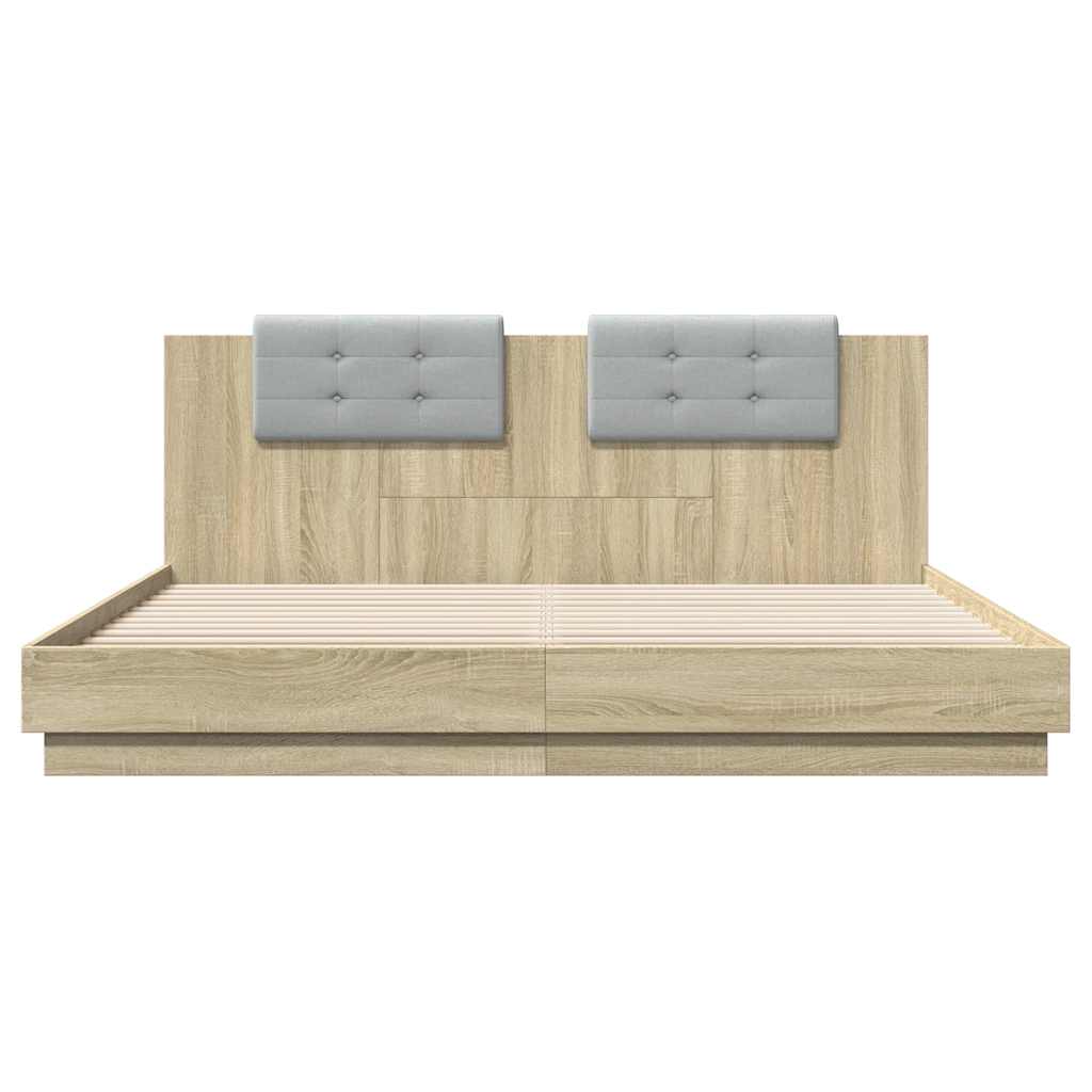 vidaXL Bed Frame with LED without Mattress Sonoma Oak 180x200 cm 6