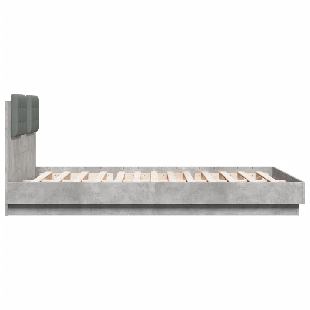 vidaXL Bed Frame with LED without Mattress Concrete Grey 150x200 cm 6