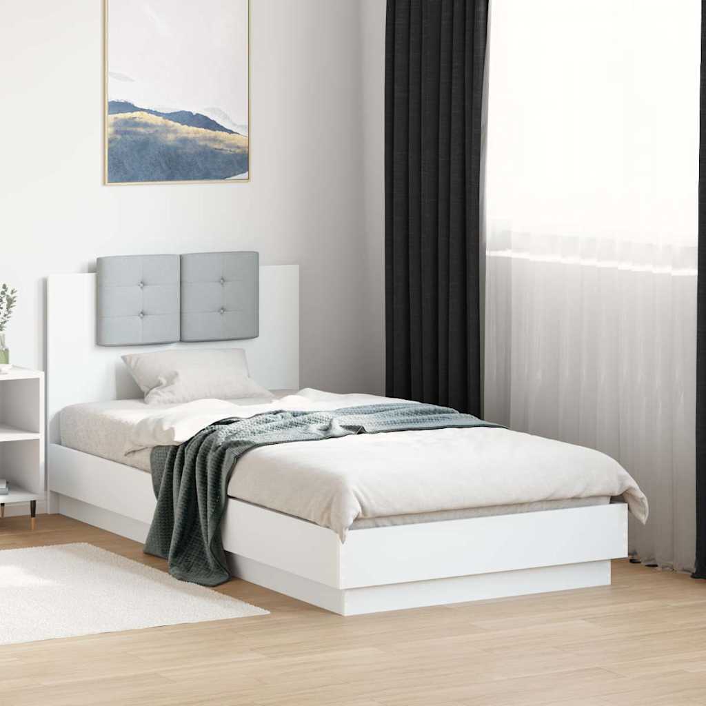 Bed Frame with LED without Mattress 90x190 cm White