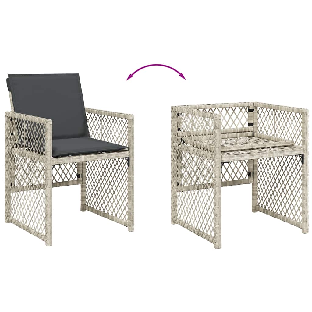 vidaXL 7 Piece Garden Dining Set with Cushions Light Grey Poly Rattan 6