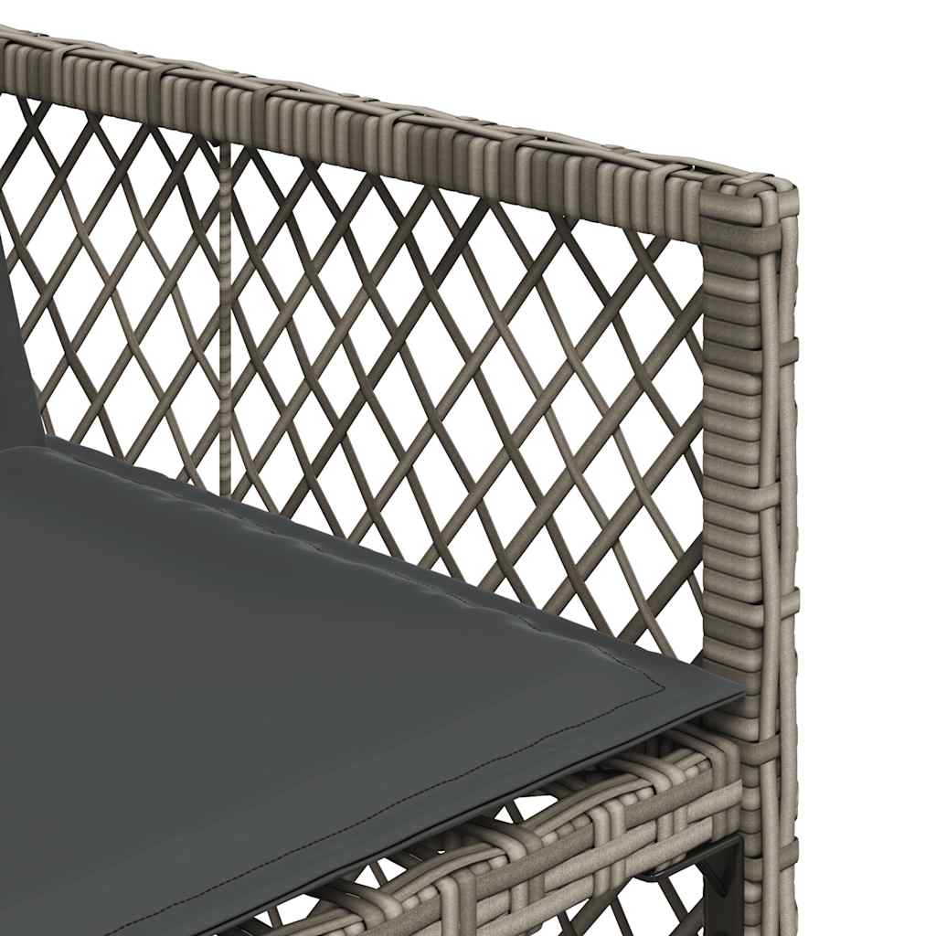 vidaXL 9 Piece Garden Dining Set with Cushions Grey Poly Rattan 6