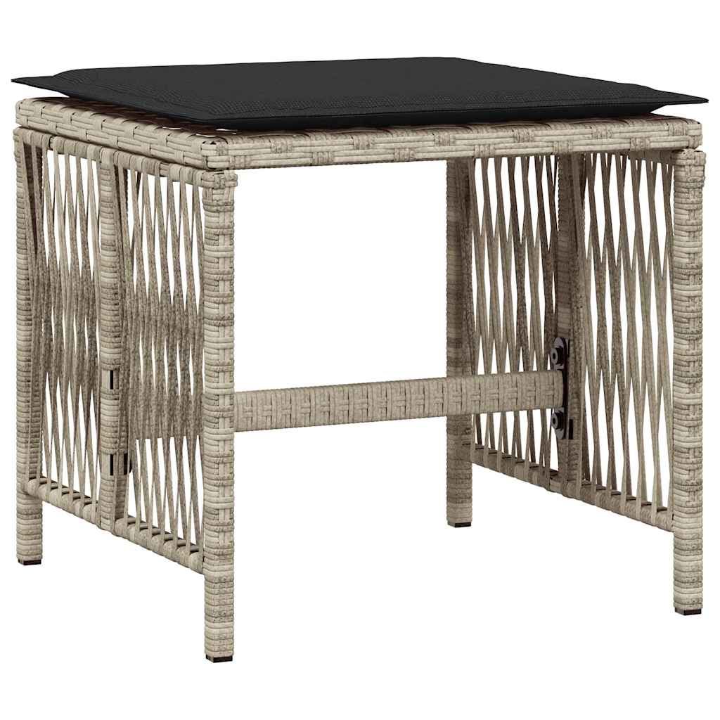 vidaXL 9 Piece Garden Dining Set with Cushions Light Grey Poly Rattan 6