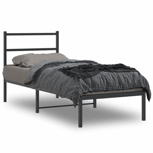Metal Bed Frame without Mattress with Headboard Black 80 cm 200 cm
