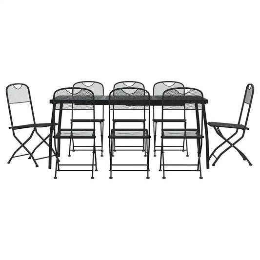 vidaXL 9 Piece Garden Dining Set Anthracite Metal Mesh 2
