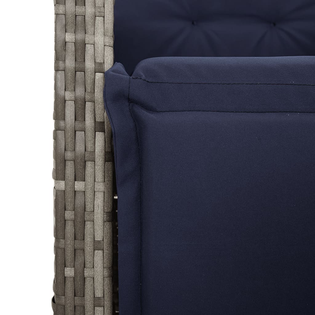 vidaXL 3 Piece Garden Dining Set with Cushions Grey Poly Rattan 6