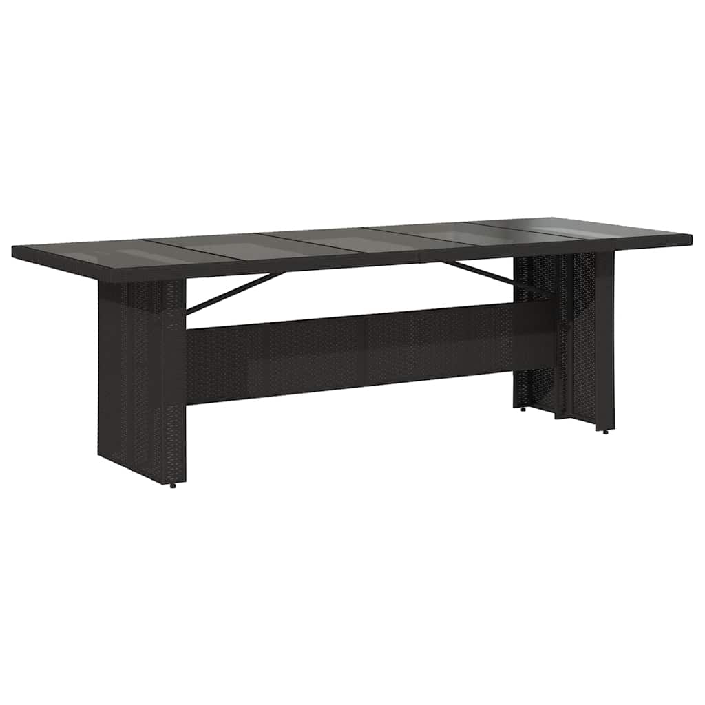 vidaXL Garden Table with Glass Top Black 240x90x75 cm Poly Rattan 6