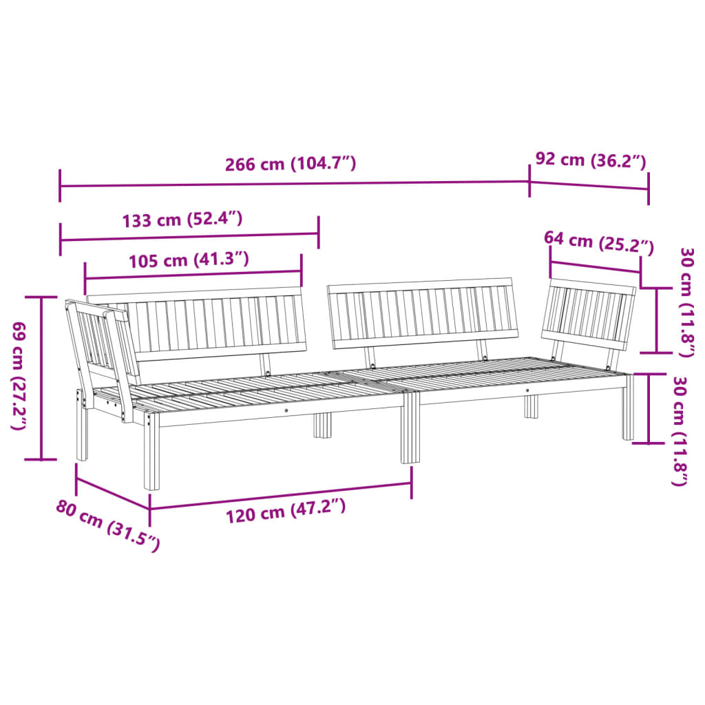 vidaXL Garden Pallet Corner Sofas 2 pcs Solid Wood Acacia 5