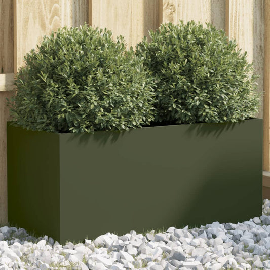Planter Steel Olive Green Height 29 cm 62 cm