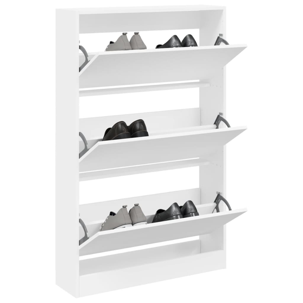 Shoe Cabinet 80x21x125.5 cm Engineered Wood White