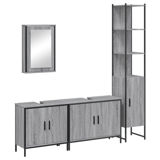 vidaXL 4 Piece Bathroom Furniture Set Grey Sonoma Engineered Wood 2