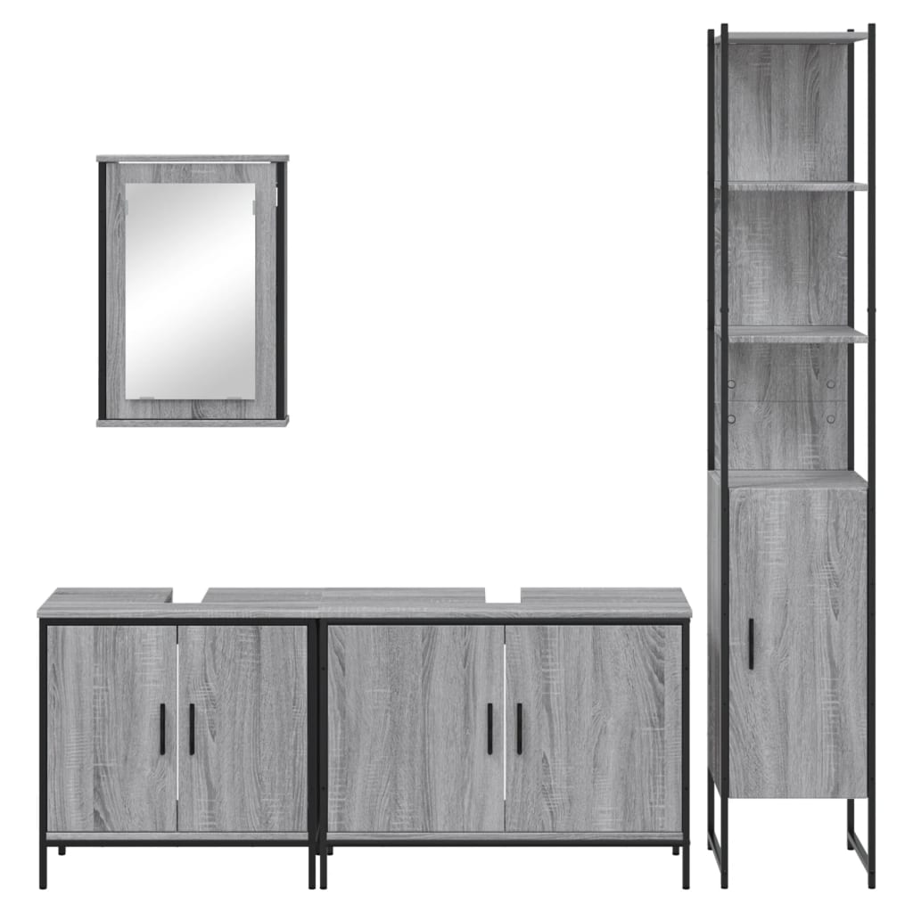 vidaXL 4 Piece Bathroom Furniture Set Grey Sonoma Engineered Wood 6