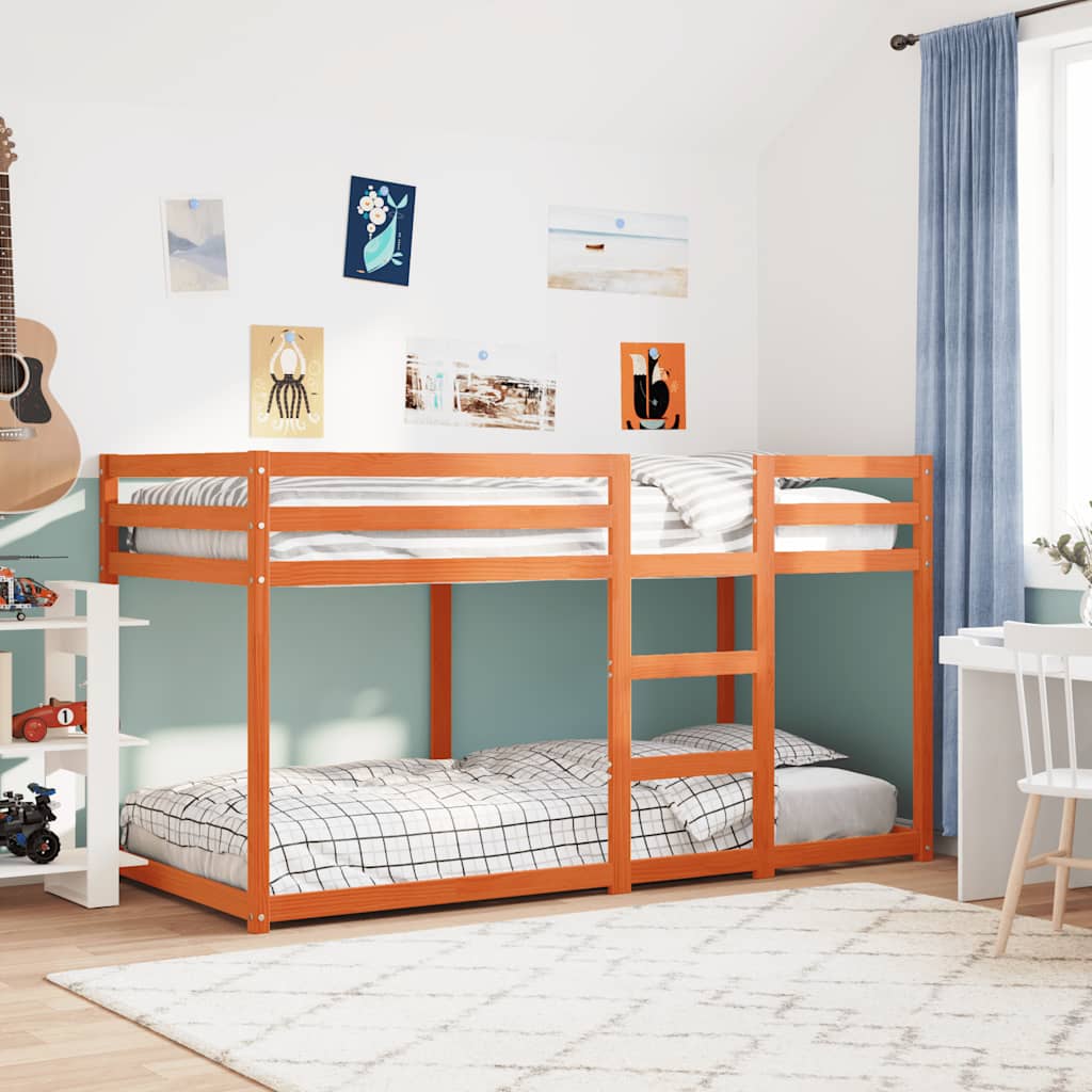 Bunk Bed without Mattress Solid Wood Pine Wax brown 90 x 200 cm