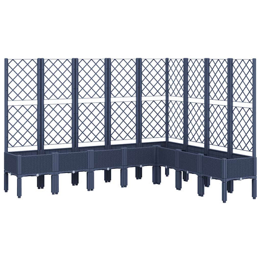 vidaXL Garden Planter with Trellis Blue Grey 200x160x142 cm PP 2