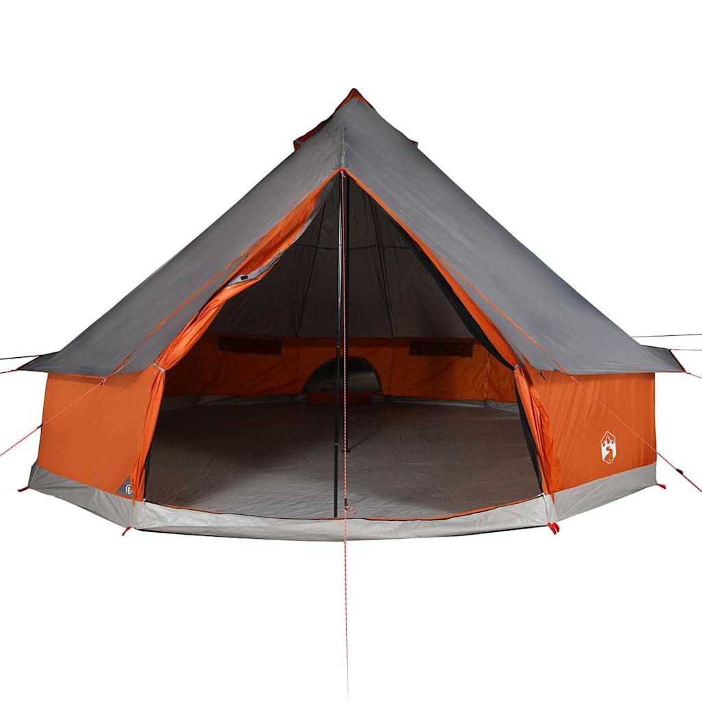 vidaXL Family Tent Tipi 12-Person Grey and Orange Waterproof 6