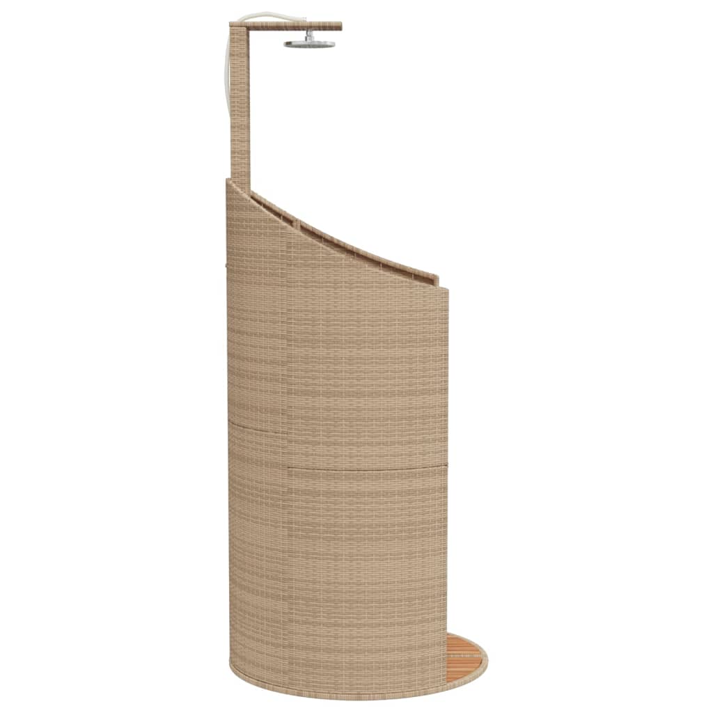 vidaXL Outdoor Shower Beige 100x100x241.5 cm Poly Rattan&Acacia Wood 6
