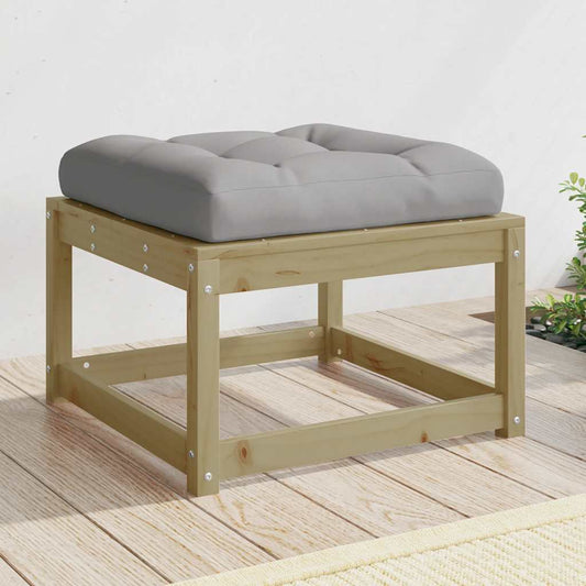 Garden Footstool Solid Wood Pine Natural impregnated With cushions