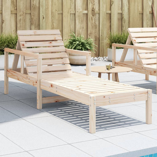 Sun Lounger 199,5x62x55 cm Solid Wood Pine Natural pine