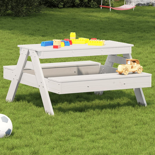Picnic Table for Kids 88x97x52 cm Solid Wood Pine White