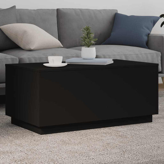 Coffee Table with LED Lights 50x50x40 cm Black 90 cm
