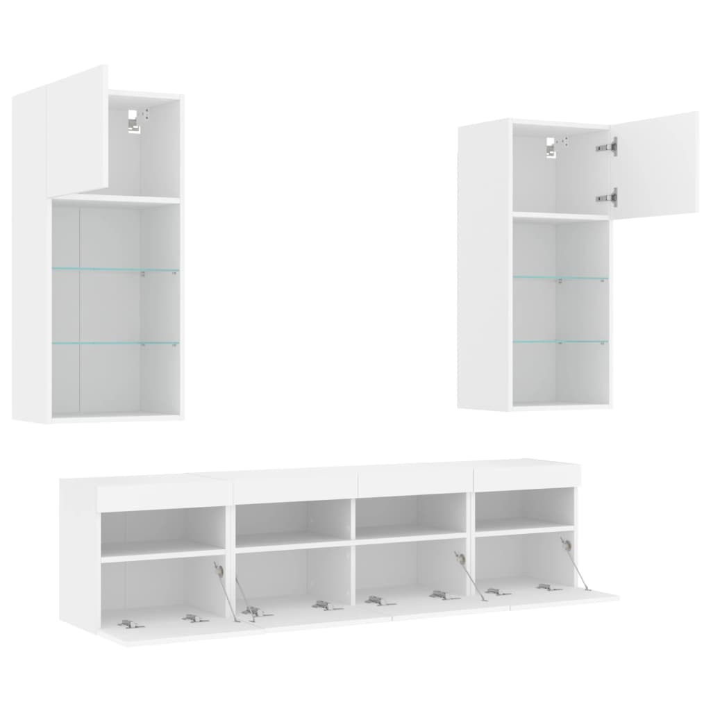 vidaXL 5 Piece TV Wall Units with LED White Engineered Wood 6