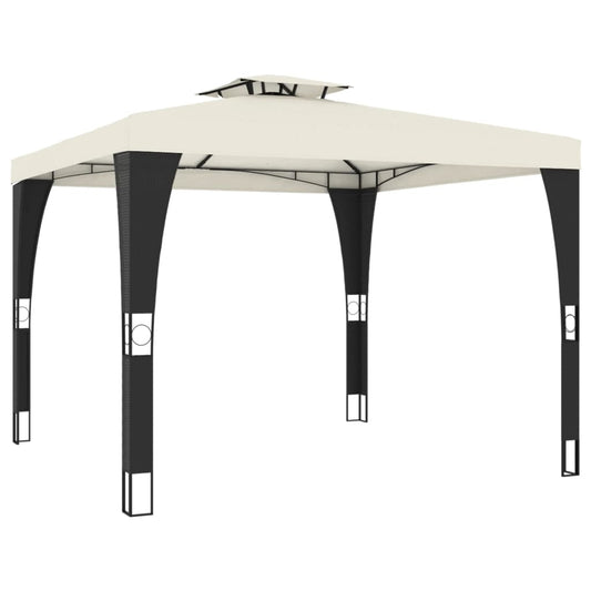 vidaXL Gazebo with Double Roof Cream 2.98x2.98 m Steel 2