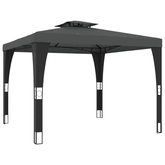 vidaXL Gazebo with Double Roof Anthracite 2.98x2.98 m Steel 2
