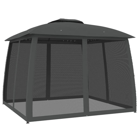 vidaXL Gazebo with Double Roof and Mesh Walls Anthracite 2.93x2.93 m Steel 2
