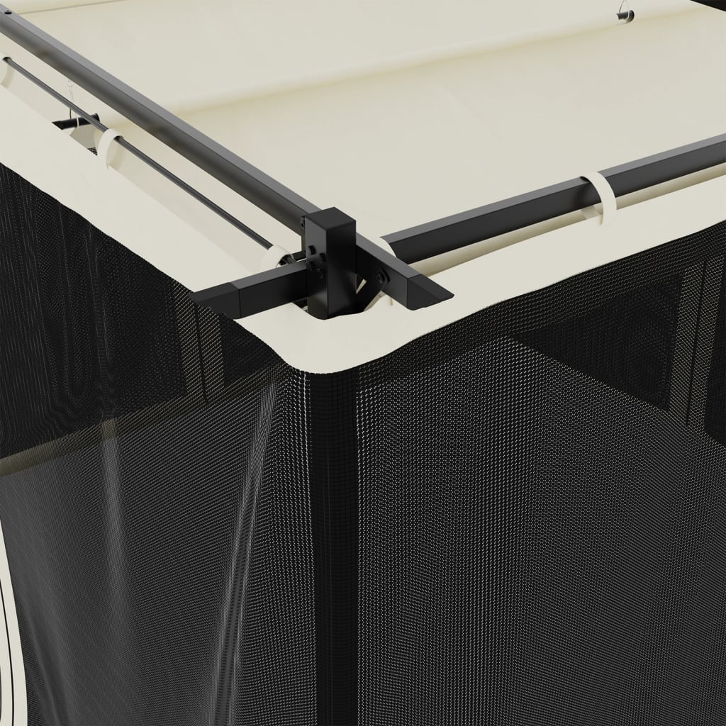 vidaXL Gazebo with Mesh Walls Cream 3x3 m Steel 6