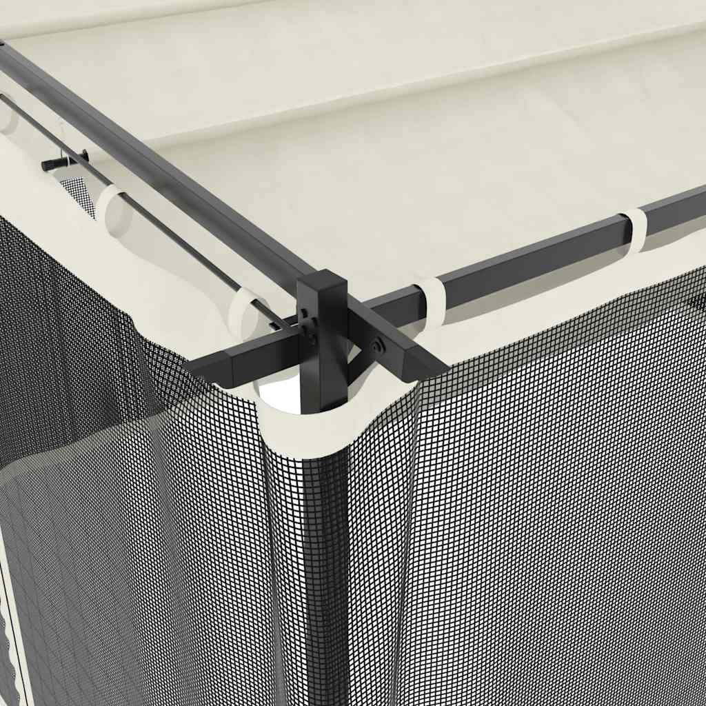 vidaXL Gazebo with Mesh Walls Cream 4x3 m Steel 6