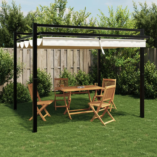 Garden Gazebo with Retractable Roof 3x3 m Aluminium Cream