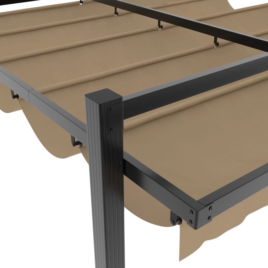 vidaXL Garden Gazebo with Retractable Roof Taupe 3x3 m Aluminium 6