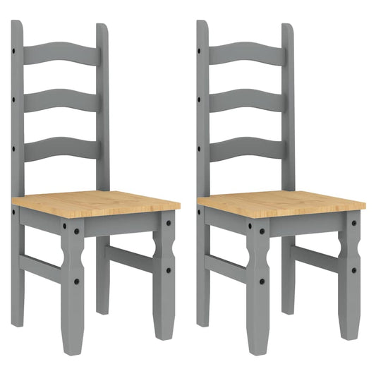 vidaXL Dining Chairs 2 pcs "Corona" Grey 42x47x107 cm Solid Wood Pine 2