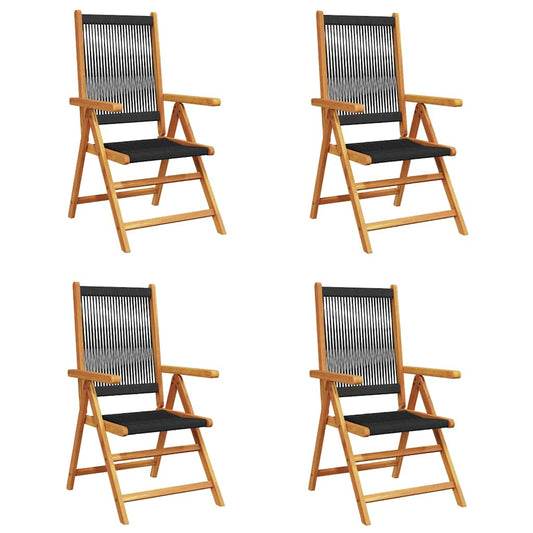 Reclining Folding Chairs Solid Wood Acacia Black