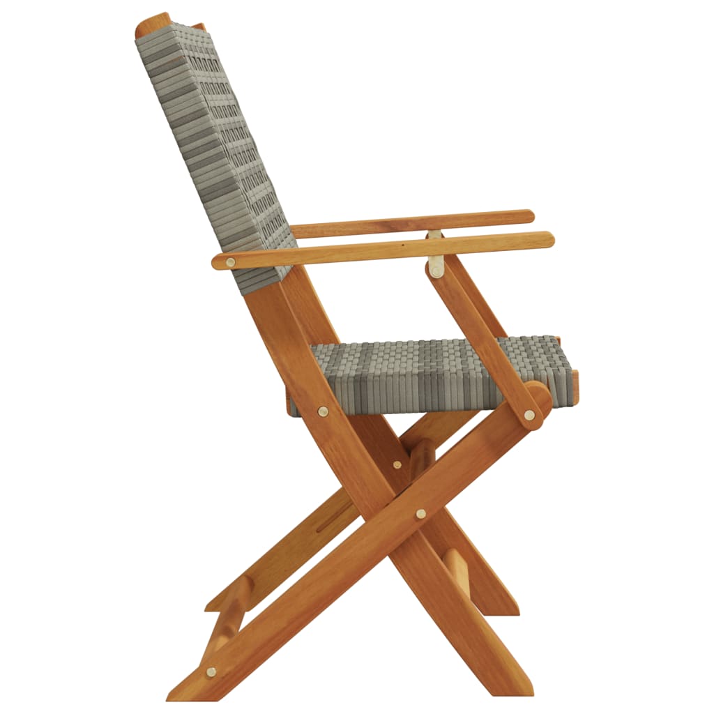vidaXL Folding Chairs 6 pcs Grey Poly Rattan and Solid Wood 6