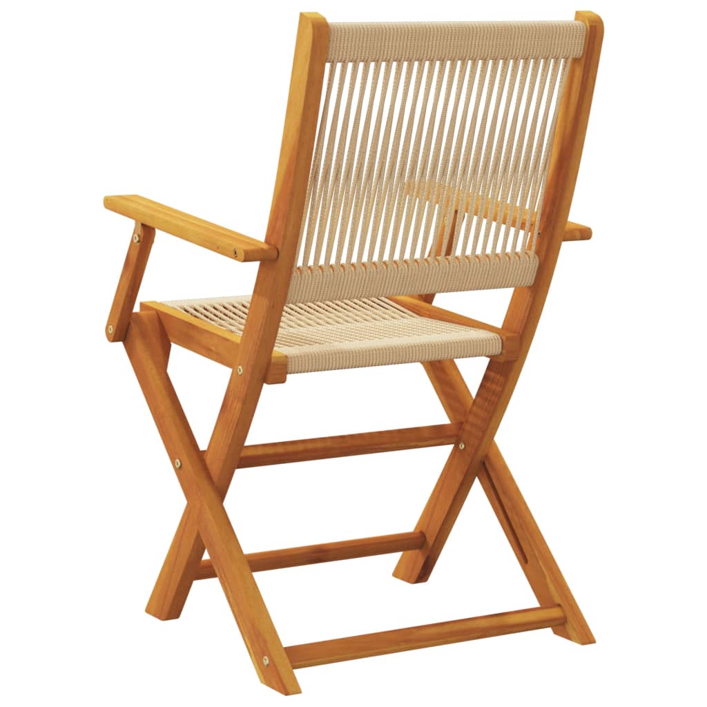 vidaXL Folding Chairs 4 pcs Beige Solid Wood Acacia 6