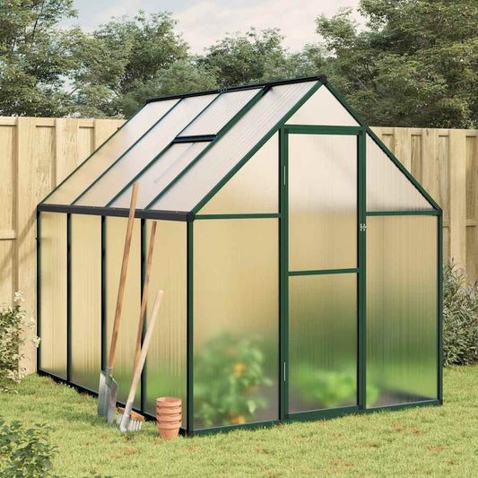 Greenhouse with Base Frame 224x169x195 cm Aluminium Green