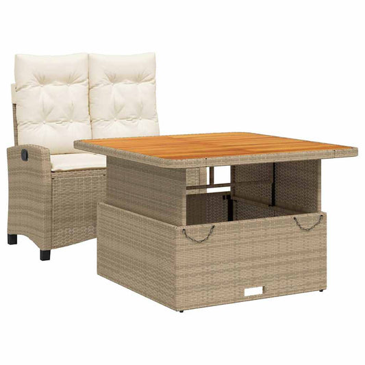 vidaXL 2 Piece Garden Dining Set with Cushions Beige Poly Rattan 2
