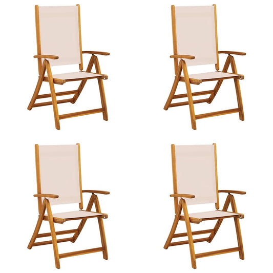 Folding Chairs Solid Wood Acacia and Textilene Cream 4