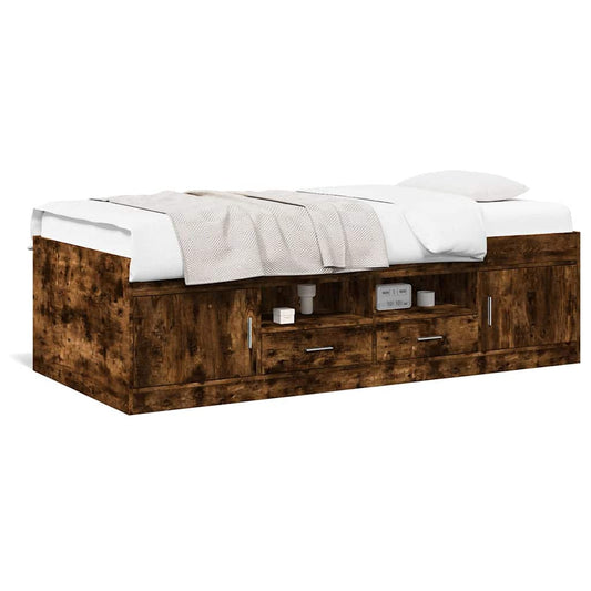 vidaXL Daybed with Drawers without Mattress Smoked Oak 100x200 cm 2