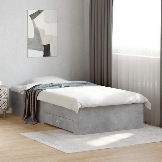Bed Frame with Drawers without Mattress Length 200 cm Concrete Grey 90 cm