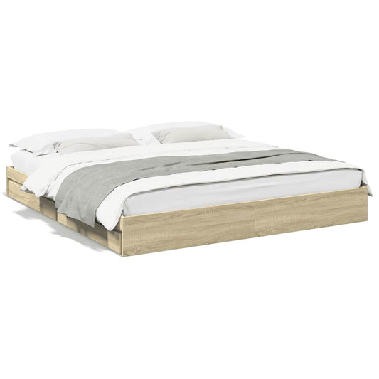 Bed Frame with Drawers without Mattress Length 200 cm Sonoma oak 180 cm