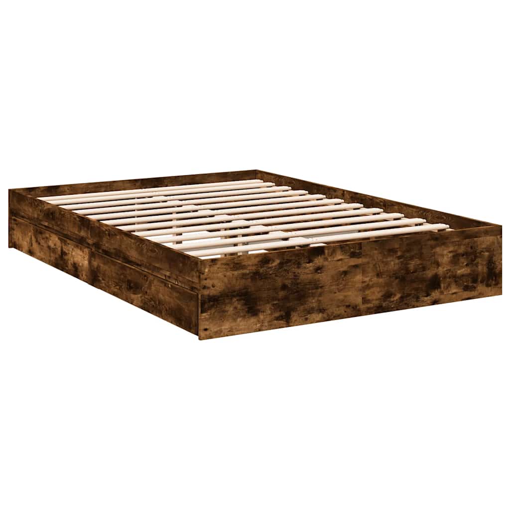 vidaXL Bed Frame with Drawers without Mattress Smoked Oak 140x200 cm 6