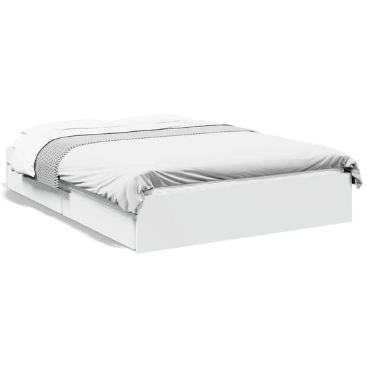vidaXL Bed Frame with Drawers without Mattress White 135x190 cm Double 2