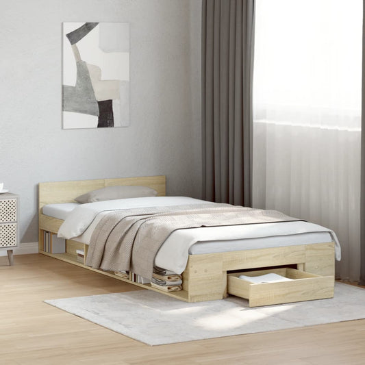 Bed Frame with Drawers without Mattress Length 200 cm Sonoma Oak 90 cm