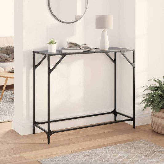 Console Table with Glass Top Steel 98 x 35 x 81 cm