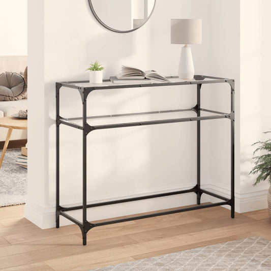 Console Table with Glass Top Steel Transparent